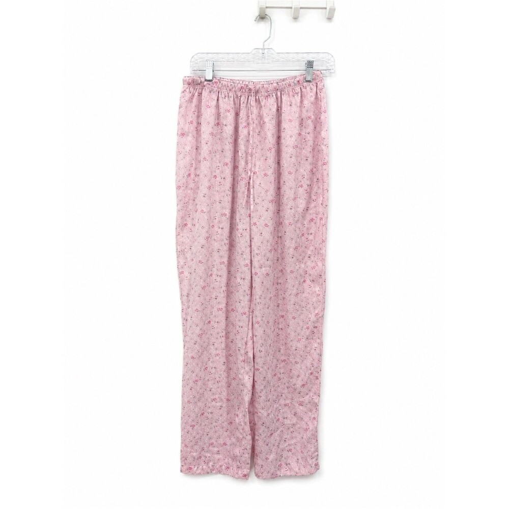Secret Treasures Pink Satin Pajama Bottoms Floral Lounge Size Medium